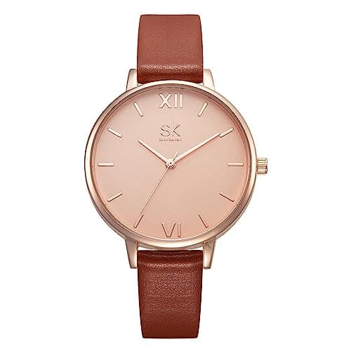 Image of SHENGKE Classic Simplicity Women Watch Genuine Leather Strap Elegant Women Watches Ladies Wristwatch(Brown)
