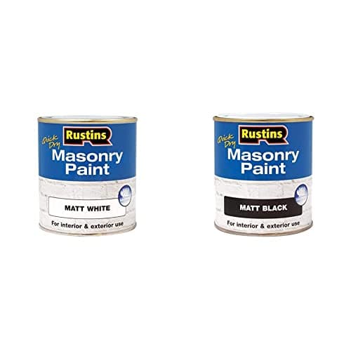 Image of RUSTINS Masonry Paint Matt White 500ml Masonry Paint Matt Black 500ml