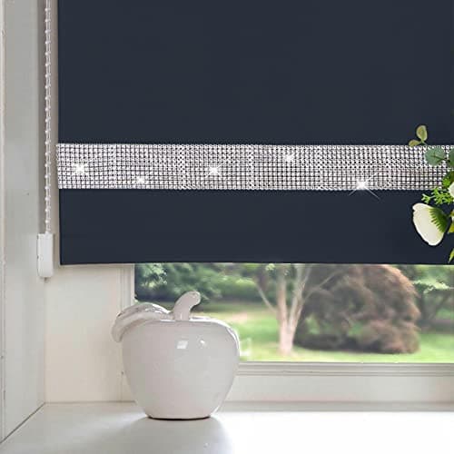 Image of Luxury Living Diamante Navy Roller Blind 120x165cm Trimmable Polyester Roller Blind