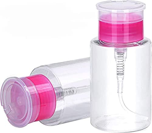Image of Nail Polish Remover Pump Bottle Dispenser 180 ML Push Down Cleanser Bottle Travel Empty Liquid Container for Nail Varnish Remover & Makeup Remover Nail Art Tool(2 Pack)