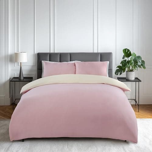 Image of Emma Barclay Lyla Reversible Duvet Set in Cream/Blush Pink - King