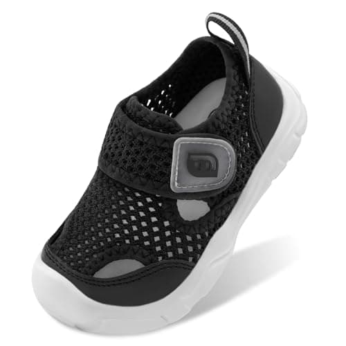 Image of Baby Toddler Water Shoes Swim Sandals Boys Girls Non Slip Quick Dry Mesh Aqua Socks Infant Beach Pool Shoes Barefoot First Walkers Summer Holiday Garden Footwear Black 5 UK Child