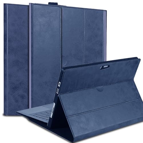 Image of Gexmil Leather Case for Microsoft Surface Pro 8 13 Inch 2021,with Pencil Holder, Support Type Cover Keyboard,Magnetic Closure,Multi-Angle Portfolio Business Cover,Blue