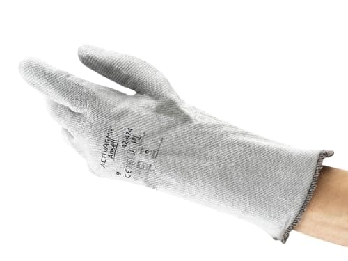 Image of Ansell ActivArmr 42-474, Heat Resistant Nitrile Gloves - Industry Safe PPE, Special Mechanics & Chemical Use, Grey, Large, 1 Pair