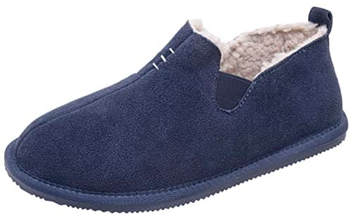 Image of Lambland Men's Premium Sheepskin Slip On Bootie Slippers Hard Sole House Shoe Handcrafted Slipper Boots (Blue, uk_footwear_size_system, adult, men, numeric, medium, numeric_9)