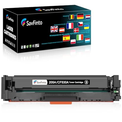 Image of SavFinto 205A Black Toner Cartridge Replacement for HP CF530A 205A Toner Compatible with HP Color LaserJet Pro MFP M180n M180nw M180 M181fw M181 Color LaserJet pro M154a M154nw M154 (1 Black)