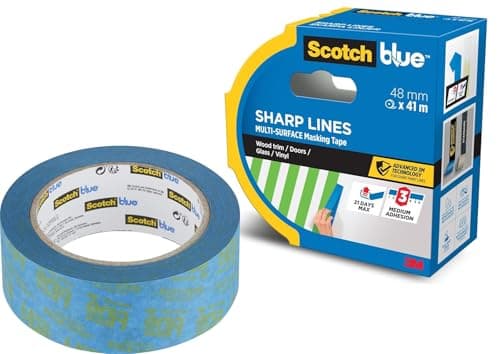 Image of ScotchBlue Sharp Lines Advanced Masking Tape, 48 mm x 41 m - Scotch Adhesive Blue Painters Tape For Super-Sharp Paint Lines, Indoor & Outdoor, with 3M Advanced Technology, PEFC Controlled Sources