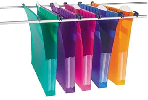 Image of Rexel Heavy Duty Suspension Files with Tabs and Inserts for Filing Cabinets, 30 mm base, 310 mm x 240 mm, Polypropylene, Assorted Colours, Multifile Extra Secura, Pack of 10, 2102573