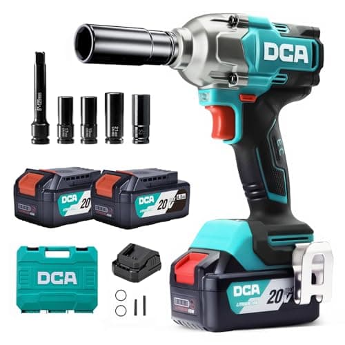 Image of DCA 20V Brushless Impact Wrench Cordless, 682Nm Max Torque, 13mm Hog Ring Impact Gun, 2 * 4000mAh Li-ion Battery, 4 Modes, LED Light, Compact Design, Smart Loosen Function, ADPB520