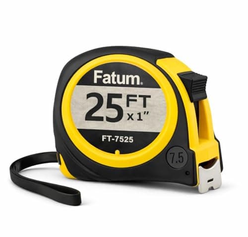 Image of Fatum Tape Measure 7.5m / 25ft Heavy Duty Retractable Double Sided Non-Bend Blade Waterproof Non-Slip Grip Metric & Imperial for DIY & Professional Use