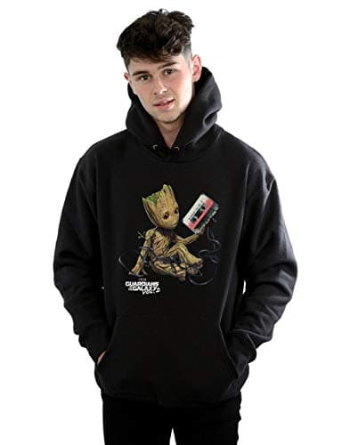 Image of Marvel Men's Guardians Of The Galaxy Groot Tape Hoodie Black XXX-Large