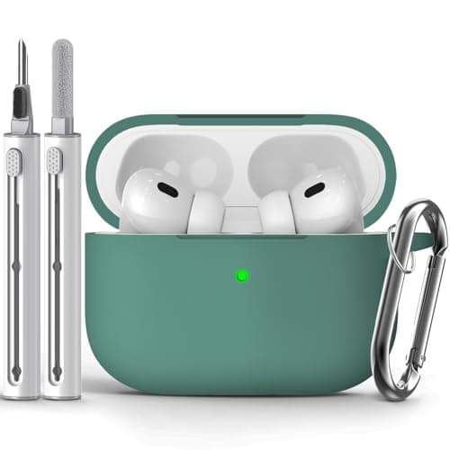 Image of Inesore Compatible with AirPods Pro 2nd/1st Case with Cleaning Kit, Silicone Protective Case Cover for Apple Air Pods Pro(2019/2022/2023), Unisex Design - Green