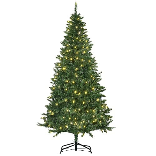 Image of HOMCOM 6FT Christmas Tree Warm White LED Light Holiday Home Decoration, Green