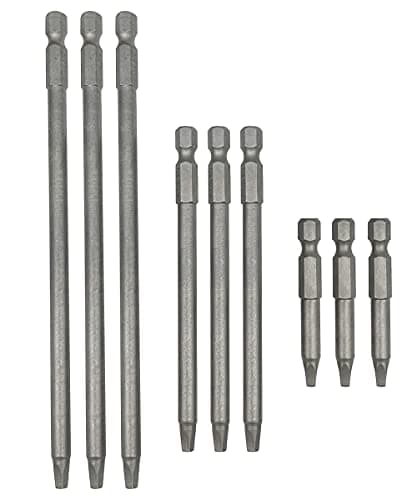 Image of Saipor Set of 9 Pieces Magnetic SQ2 Square Head Screwdriver Bits 1/4 Inch Hex Shank Square Drive Bit Security Electric Screw Driver Drill Bit for Electric Hand Screwdrivers, 50/100/150mm Length