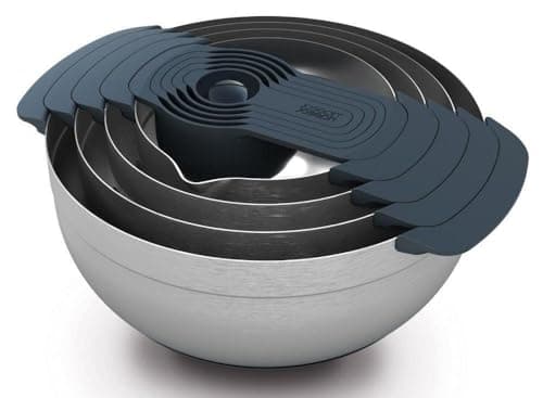 Image of Joseph Joseph Nest 9 Plus, 9 Piece Compact Food Preparation Set with Mixing Bowls, Measuring Cups, Sieve and Colander, Stainless Steel