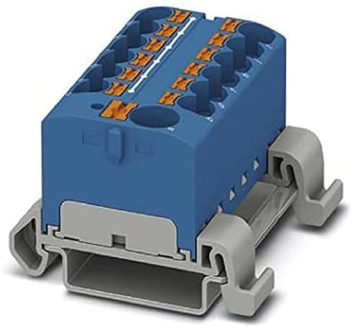 Image of Phoenix Contact CONTACT PTFIX 10/12X4-NS35A BU distribution block, 800 V, 32 A, number of ports 13, cross section 0.2 mm² – 6 mm², AWG 24 – 10, width 46.3 mm, blue, pack of 8
