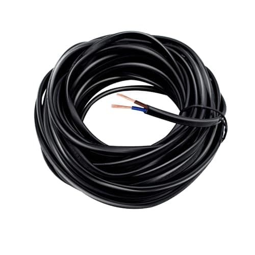 Image of JaneYi 10 Meter Black Wire 2 Core Electrical PVC Flexible Cable 0.75mm² 5A Copper Core Flat Flex Cuttable Extension for Low-Power Household Appliances