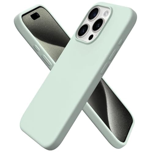 Image of ORNARTO Compatible with iPhone 15 Pro Case 6.1", Slim Liquid Silicone 3 Layers Full Covered Soft Gel Rubber 15 Pro iPhone Case Cover 6.1 inch-Light Green