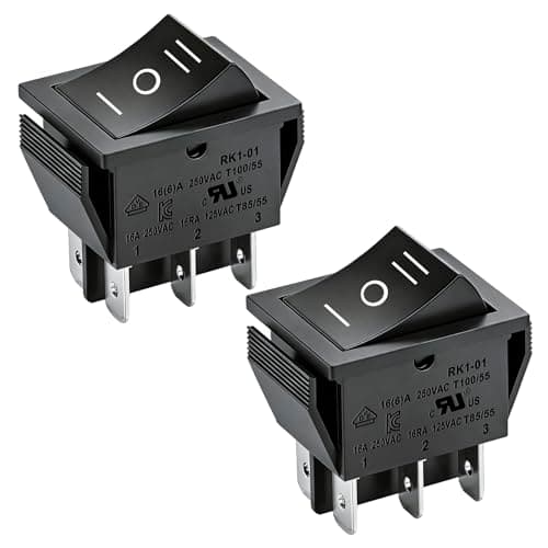 Image of Heschen Rocker Switch ON-OFF-ON DPDT 6 Terminals 16A 250VAC Black 2Pack