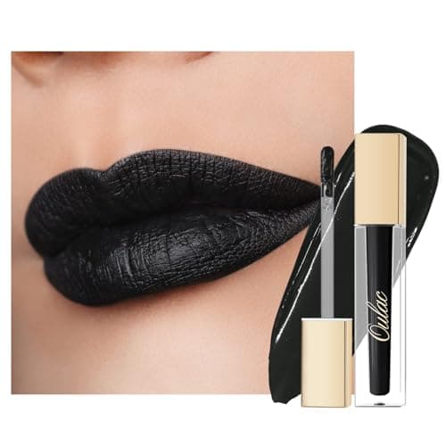 Image of Oulac Black Lipstick Matte Liquid Halloween Makeup - Long Lasting Matte Lip Gloss, Highly Pigmented Lip Stain, Full-Coverage, Waterproof with Vitamin E & Rose Oil, Vegan, Cruelty-Free, M23