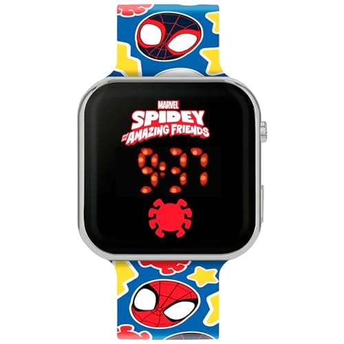 Image of Spider-Man LED Kids Digital Watch – Boys Marvel Timepiece with Adjustable Strap – Fun Spiderman Toy Gift for Kids