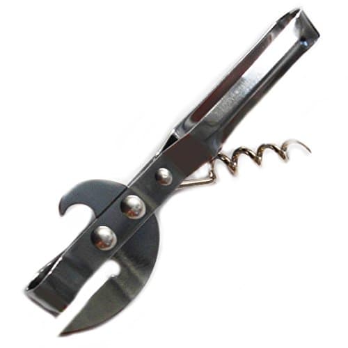 Image of Fackelmann Traditional Stab Can Opener & Corkscrew, Waiter Bartending Piercer Tool, Bottle Cap Remover, Heavy Duty Stainless Steel, Side Cut Vintage Tin Opener, 13.5cm