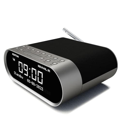Image of AZATOM DAB/DAB+ & FM Bedside Digital Radio | Dual Alarms & Sleep Timer | USB Device Charging | Mains Powered | Bluetooth | Perfect for the Bedroom Revival R1 (Silver)