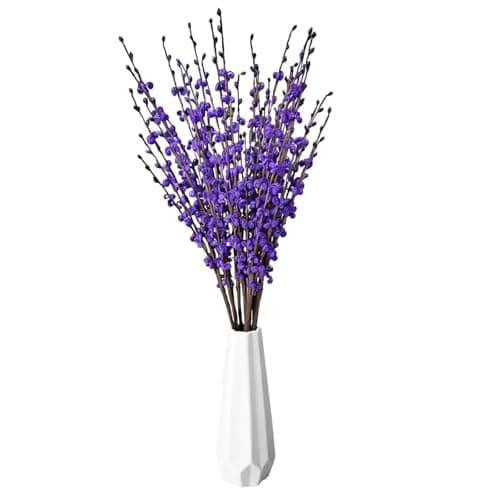 Image of KxrTpx 8Pcs Jasmine Plant, Tall Artificial Flower for Floor Vases and Home Decor, Long Stem Artificial Flowers for Tall Vases, Purple Artificial Flowers with 55cm Stems