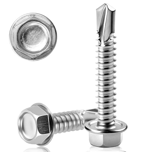 Image of KGGZKG 101 PCS Self Tapping Screws M4.2X50MM Hex Head Stainless Steel Tech Screws for Metal Sheets, Ventilation Pipes, Corrugated Roofing, Windows