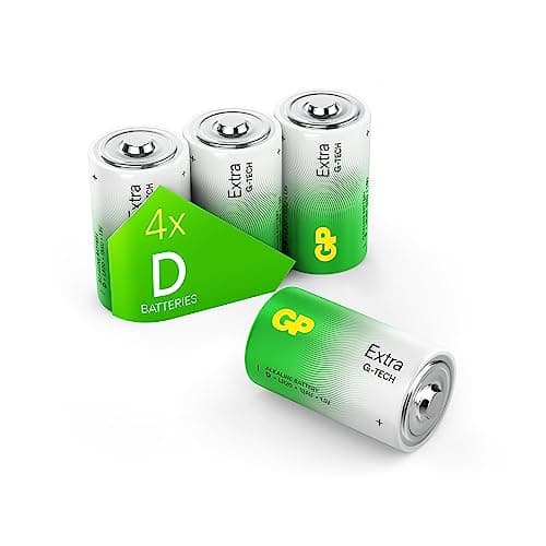 Image of Size/Type D Batteries Pack of 4 LR20 batteries 1.5V by GP Batteries Type D Cell Size Extra Alkaline Batteries ideal for: Toys/Radio’s/Garden equipment