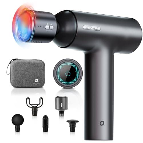 Image of Massage Gun with Heat and Cold, arboleaf 6 Speeds Muscle Massage Gun Deep Tissue with Case, Powerful Percussion Massager Gun for Home Gym Office Muscle Pain Relief, Type-C Charging