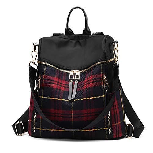 Image of zhongningyifeng Women Backpack Purse Waterproof Nylon Rucksack Lightweight Fashion Casual Travel Ladies Shoulder Bag Daypack (red, Large)