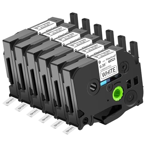 Image of NineLeaf 6 X Compatible for Brother P-Touch Tape 9mm Laminated TZe-221 Black on White TZe Tape Brother Label Printer PPT-1000 H110 H108 H200 E110 H105 Label Maker