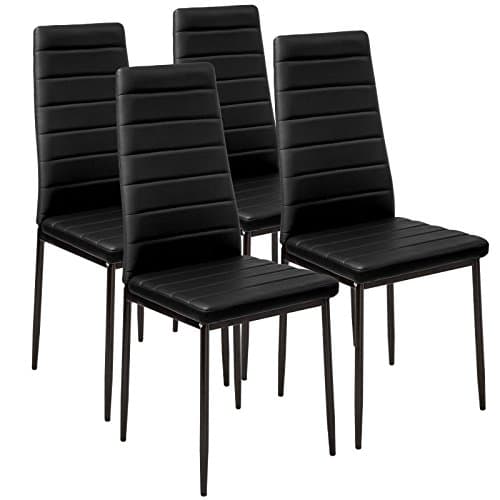 Image of Panana Stunning Modern Faux Leather Black White 4/6 Chair Set for Dining Kitchen Room (Black, 4PCS)