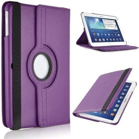 Image of 360° Rotating Leather Case Stand Folio Cover for Samsung Galaxy Tab 4 10.1 (T530/T535) – Premium PU Leather, Multi-Angle Stand, Full Protection (Purple)