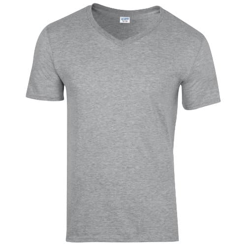 Image of Gildan Men's Soft Style V-Neck T-Shirt, Grey (Rs Sport Grey), X-Large