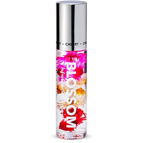 Image of Blossom Roll on Lip Gloss, Scented Clear High Shine Moisturizing Lip Oil, Non Sticky, Infused with Real Flowers, Made in USA, 0.2oz, Cherry
