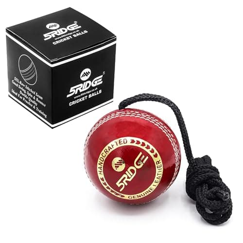 Image of 5RIDGE String Cricket Balls – Cricket Shot Practice Hanging Ball Develop Hand-Eye Coordination Leather Hanging Cricket Ball for Practice and Knocking Cricket Ball with Rope