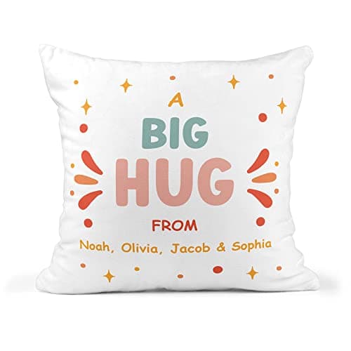 Image of Chicken Craft Personalised Cushion - A Big Hug From Message - Custom Names - Insert Included