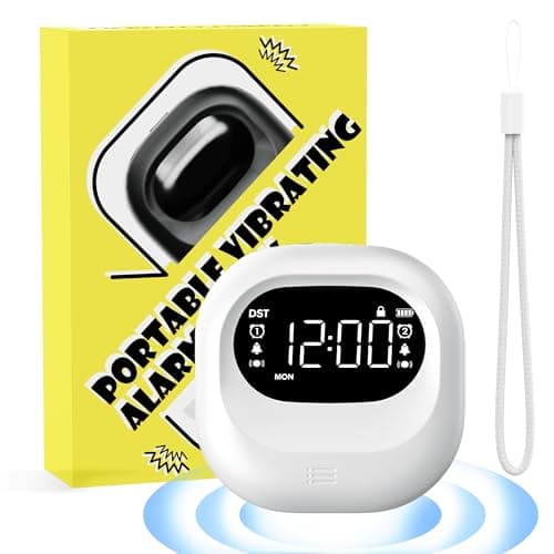 Image of Roxicosly Alarm Clocks for Heavy Sleepers, 3000mAh Battery Powered Cordless Travel Clock, 3-Level Vibration & Dual Alarms under Pillow for Deaf Hearing Impaired, Snooze, DST, Weekday/Weekend