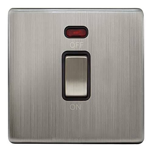 Image of 45Amp Cooker Switch Neon Indicator Double Pole, Brush Chrome, Screwless Plate N327DME