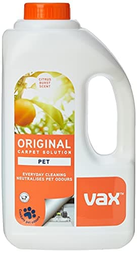 Image of Vax Original Pet 1.5L Carpet Cleaner Solution, Stain Remover Shampoo, Citrus Burst Scent, Neutralises Pet Odours, 1-9-142054, White