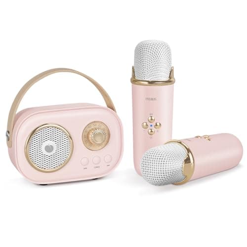 Image of PRUNUS Mini Karaoke Machine with 2 Wireless Mics for Kids,Girls Boys, Portable Bluetooth Speaker Toys, Small Karaoke Machine with Stereo Sound Enhanced Bass for Home Party Wedding Birthday(Pink)