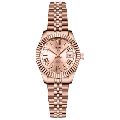 Image of NIBOSI Women's Watch Analog Quartz Waterproof Ladies Wrist Watches with Date Dainty Gold Fashion Luxury Stainless Steel Watch for Small Wrists Female Designer Dress Watches for Women (Rose Gold)