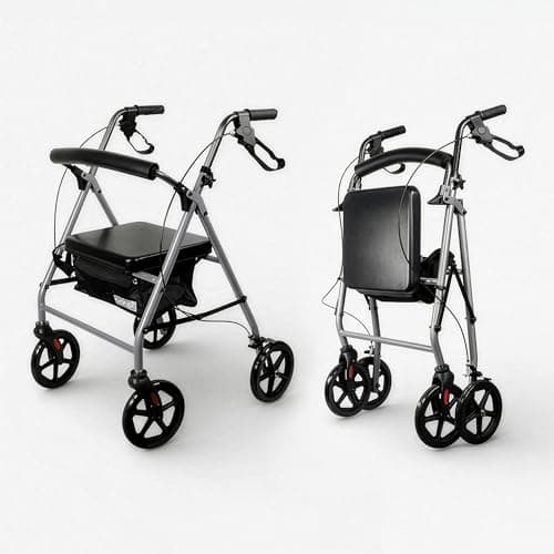 Image of Aidapt Four Wheeled Lightweight Rollator Mobility Walker with Bag and 8 Inch Wheels for Indoor and Outdoor Use for Suport When Walking and Shopping