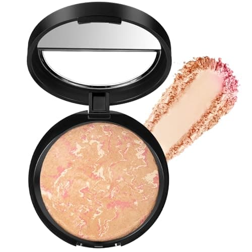Image of BUTBU Colour Correcting Powder Foundation, Baked Foundation for Mature Skin, Brighten Illuminating Color Correcting foundation, Full Coverage, Shimmer Brick Pressed Bronzer (01 Porcelain)