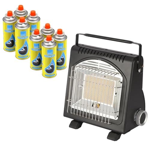 Image of Portable 1.7kW Compact Outdoor Gas Heater - Infrared Ceramic Burner, Lightweight, Emergency Heating (Heater + 8 Canisters)