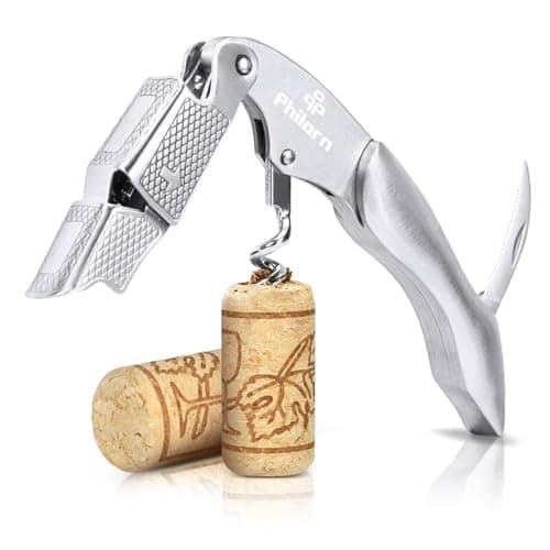 Image of Philorn Waiters Friend Corkscrew 3-in-1 Wine Opener with Foil Cutter and Cap Remover Professional Stainless Steel Cap Remover for Sommeliers Waiters and Bartenders (Stanless Steel Handles)