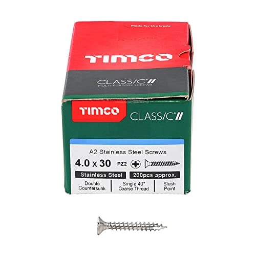 Image of TIMCO Classic Multi-Purpose Screws - 4.0 x 30 - A2 Stainless Steel - Box of 200