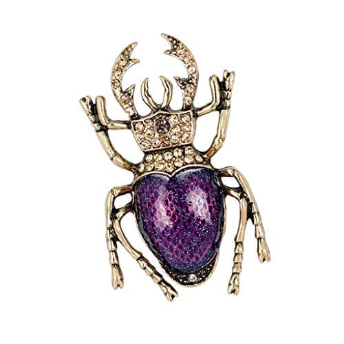 Image of Retro Beetle Rhinestone Brooch Bug Insect Pin Accessories Fashion Jewelry Gift Unisex Purple